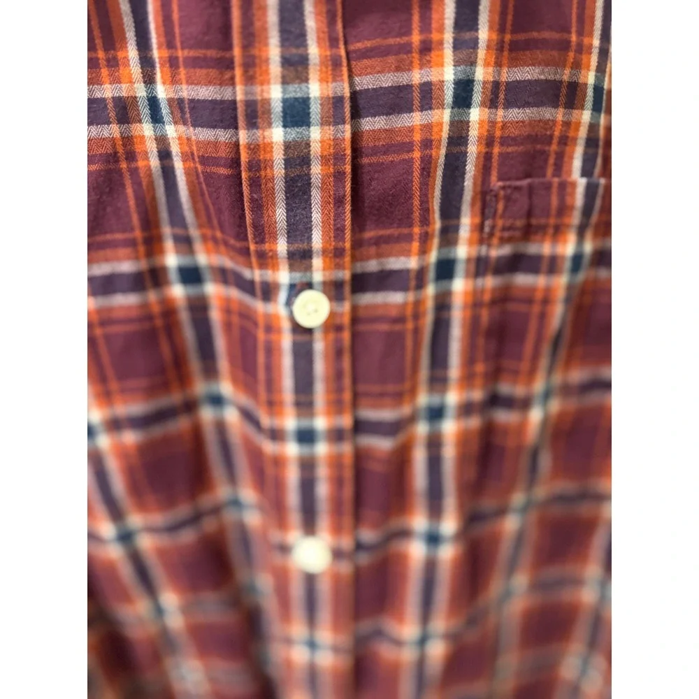 Banana Republic Soft Wash Mens XXL Long Sleeve Plaid‎ Button Down Shirt Burgundy